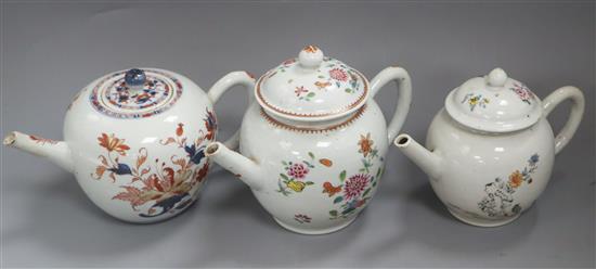 Three 18th century Chinese teapots